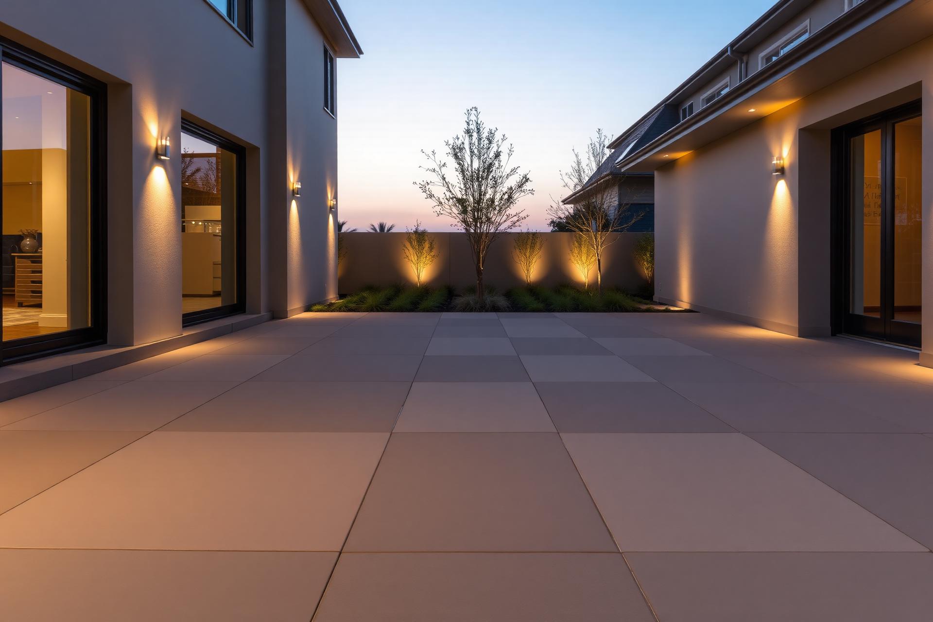 Premium Acker-Stone paver courtyard at dusk